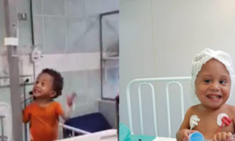 Miguel é um menino de 3 anos que viralizou ao cantar em hospital em que está internado.